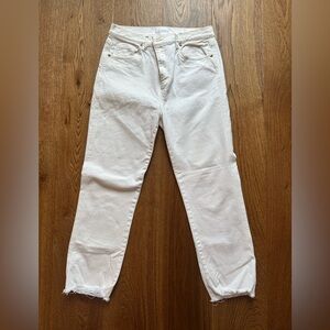 LOFT High Waist Straight Crop Jeans, Ivory, Size 8 / 29
